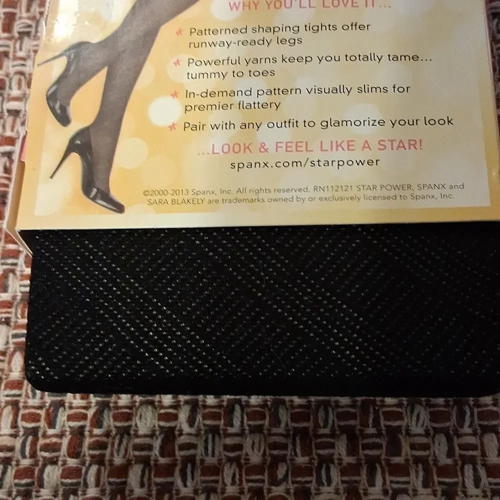 Star By Spanx Blackdrop Black Two Way Diagonal Center Stage Patterned Shaping Ti
